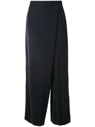 Ports 1961 Asymmetric Wide-leg Sarong Trousers In Blue