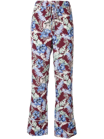 Ports 1961 Floral-print Straight-leg Trousers In Red