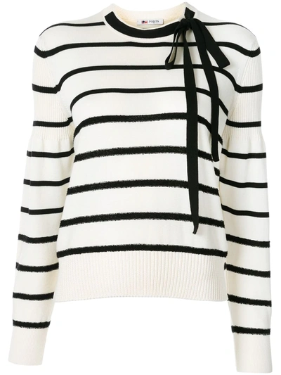 Ports 1961 Bow-neck Striped Jumper In White