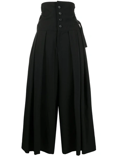 Yohji Yamamoto High-waisted Wide-leg Trousers In Black