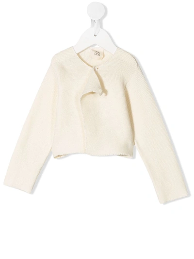 Douuod Babies' Draped Knitted Jacket In Neutrals