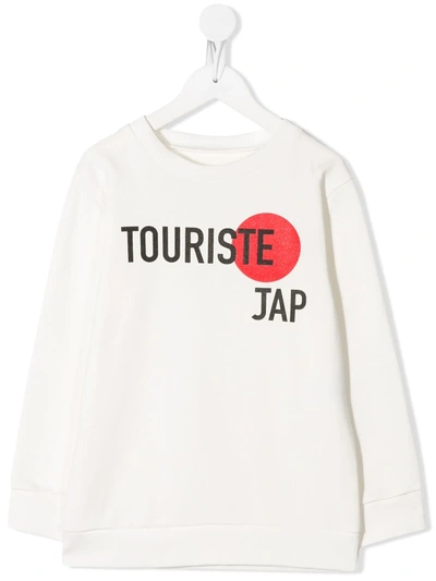 Touriste Kids' Slogan Print Sweater In White