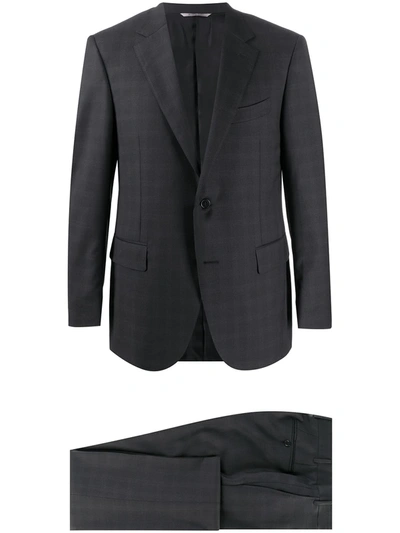 Canali Slim-fit Check Suit In Black