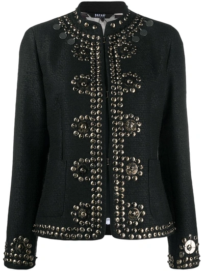 Bazar Deluxe Studded Mock-neck Jacket In Black