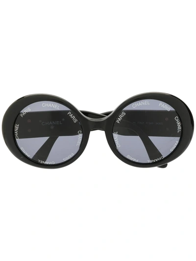 Pre-owned Chanel 1990s Cc Round Sunglasses In Black