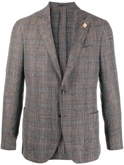 Lardini Tartan Pattern Blazer In Brown