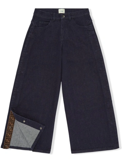 Fendi Teen Wide-leg Jeans In Navy