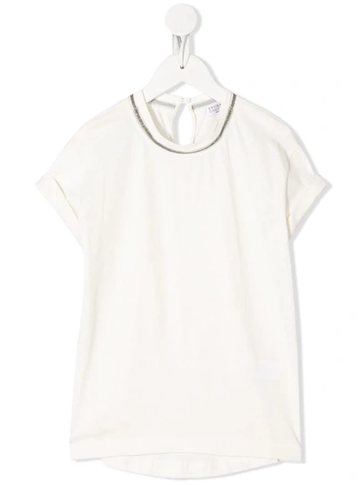 Brunello Cucinelli Kids' Short Sleeved T-shirt In White