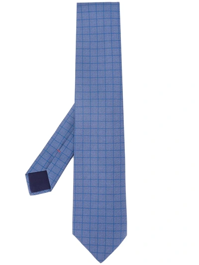 Pre-owned Hermes 1990s  All-over Square Print Tie In Blue