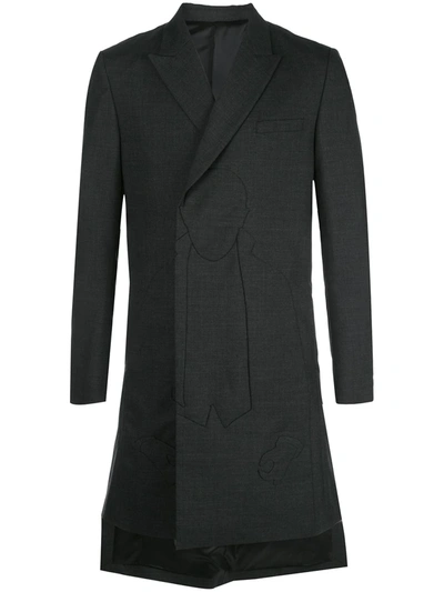Undercover Silhouette Embossed Coat In Charcoal