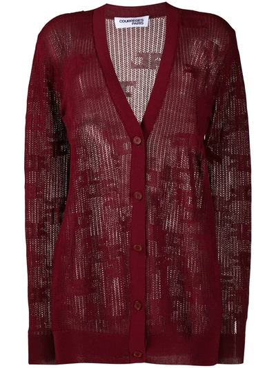 Courrèges All-over Logo Cardigan In Red