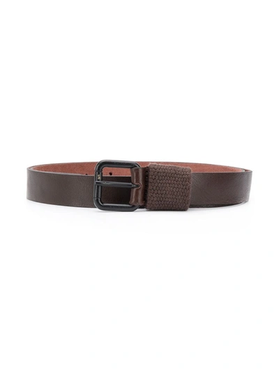 Paolo Pecora Teen Cracked-effect Leather Belt In Brown