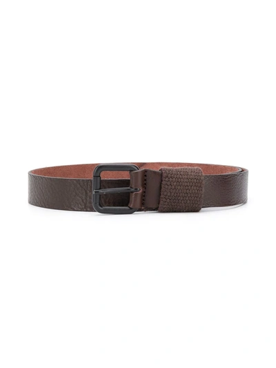 Paolo Pecora Kids' Cracked-effect Leather Belt In Brown
