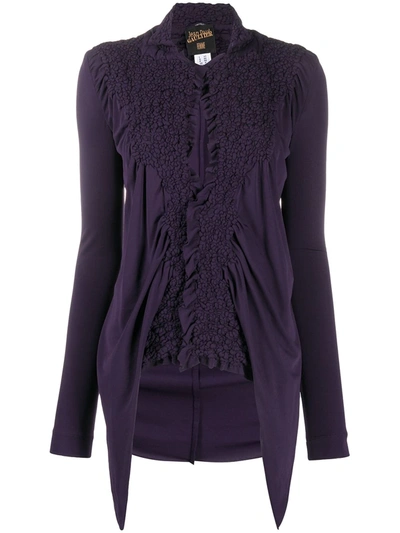 Pre-owned Jean Paul Gaultier 1990s Textured Gathered Blouse In Purple