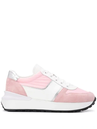 Car Shoe Round Toe Contrast Panel Trainers In Pink
