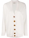 Fendi Jacquard Knit Ff Motif Cardigan In Neutrals