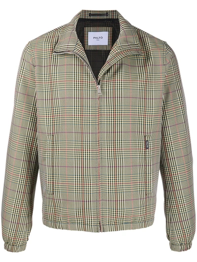 Paltò Plaid Funnel-neck Jacket In Green