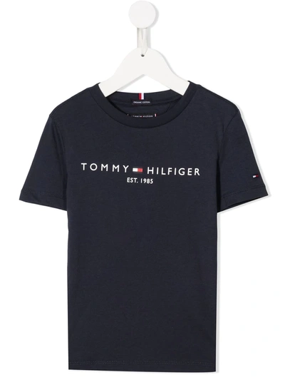 Tommy Hilfiger Junior Teen Logo-print Organic Cotton T-shirt In 蓝色