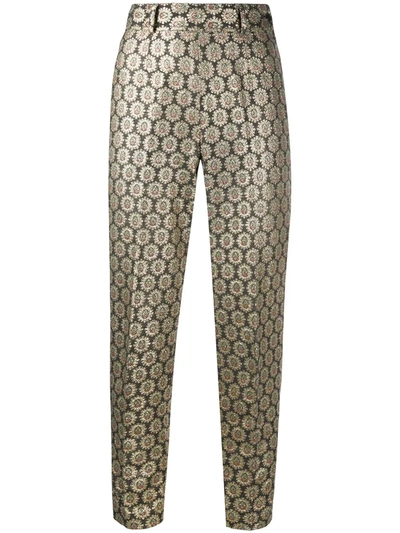 Pre-owned Moschino 2000s Metallic Skinny Cropped Trousers In Gold