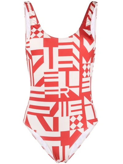 Roseanna Striped Print Swimsuit In Red