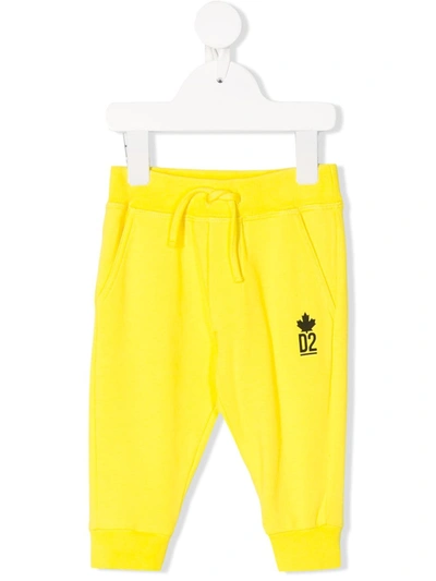 Dsquared2 Babies' Logo-embroidered Track Pants In Yellow