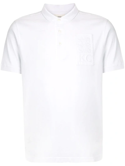 Kent & Curwen Peter Pan Collar Logo Patch Polo Shirt In White