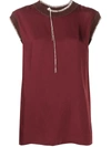Joseph Bo Washed Contrast-stitching Blouse In Red