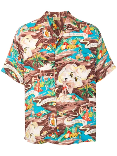 Pre-owned Fake Alpha Vintage 1950s Hawaiian Short-sleeved Shirt In Brown