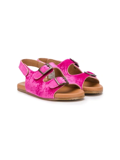Pèpè Kids' Double Buckle Flat Sandals In Pink