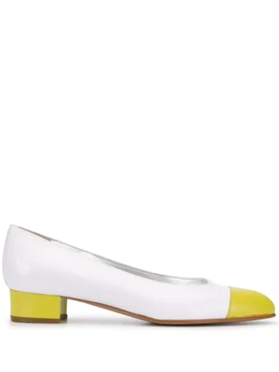 Carel Contrasting Toe Pumps In White