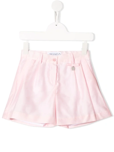 Simonetta Kids' Pleated Detail High-waisted Shorts In Pink