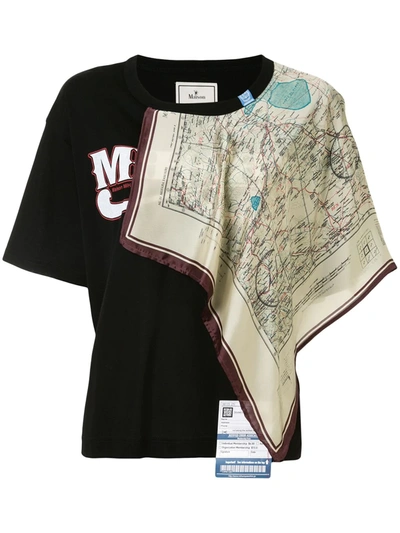 Miharayasuhiro Scarf-panelled T-shirt In Black