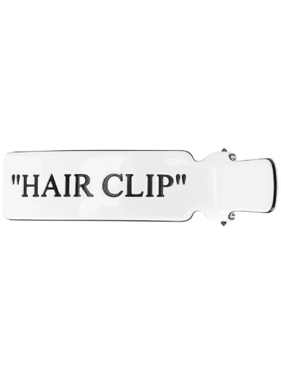 Off-white Slogan-print Hair Clip In White