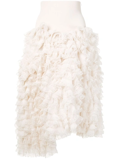 Alexander Mcqueen Tiered Ruffle Skirt In White