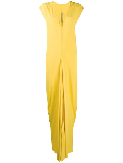 Rick Owens V-neck Draped Dress In Yellow