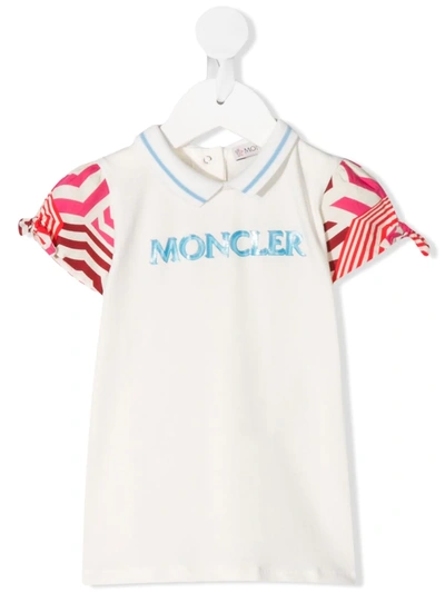 Moncler Babies' Contrasting Sleeve Logo-print T-shirt In White