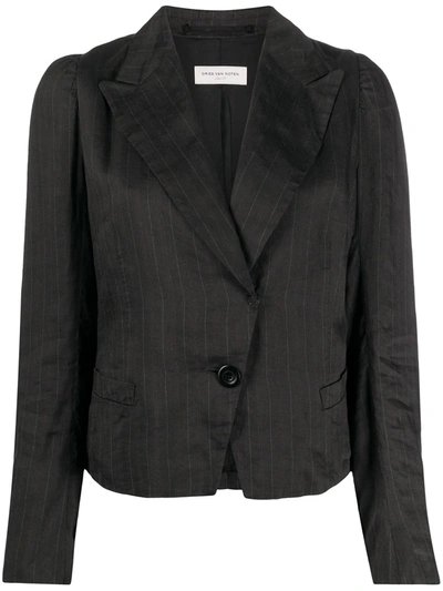 Pre-owned Dries Van Noten 1990s Pinstripe Jacket In Black