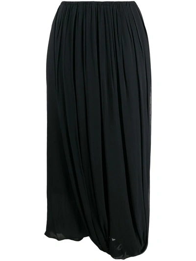 Pre-owned Dries Van Noten 1990s Gathered Diagonal Skirt In Black