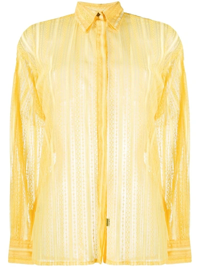 Pre-owned Versus 1990s Knitted Sheer Shirt In Yellow