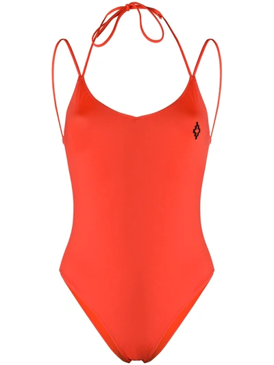 Marcelo Burlon County Of Milan Open-back Strappy Swimsuit In Orange