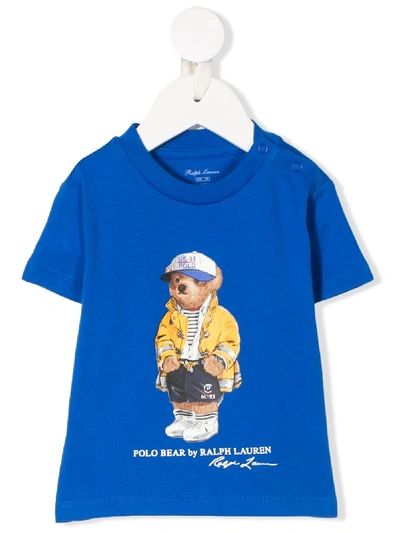 Ralph Lauren Babies' Bear Logo Printed T-shirt In Blue