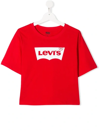 Levi's Girls Teen Cropped Batwing T-shirt In 红色