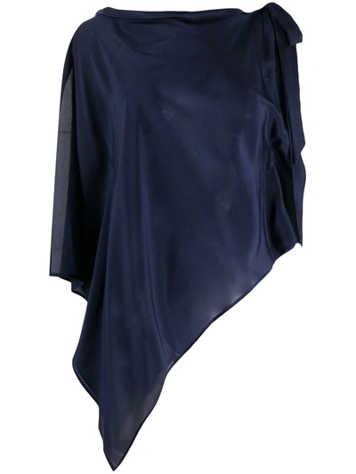 P.a.r.o.s.h Shoulder-tie Draped Blouse In Blue