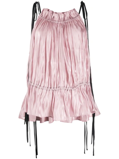 16arlington Pleated Two Tone Blouse In Pink