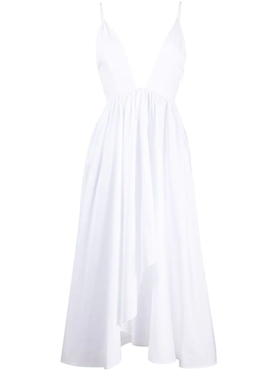 Brognano Plunge Style Midi Dress In White