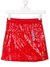 Alberta Ferretti Teen Sequin Mini Skirt In Red