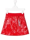 Alberta Ferretti Kids' I Love You Sequin Skirt In Red