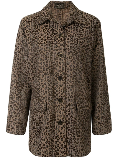 Pre-owned Fendi Leopard Print Overshirt In Brown