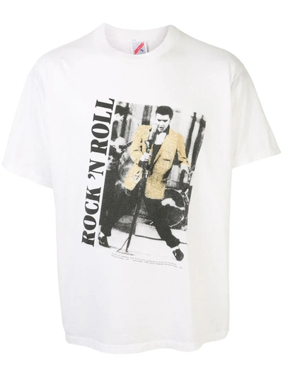 Pre-owned Fake Alpha Vintage 1990s  Elvis Presley T-shirt In White