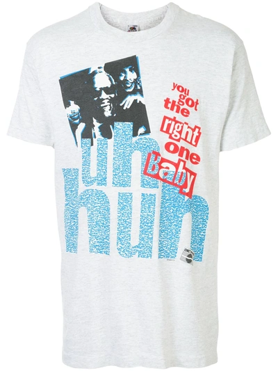 Pre-owned Fake Alpha Vintage Uh Huh Print T-shirt In Grey